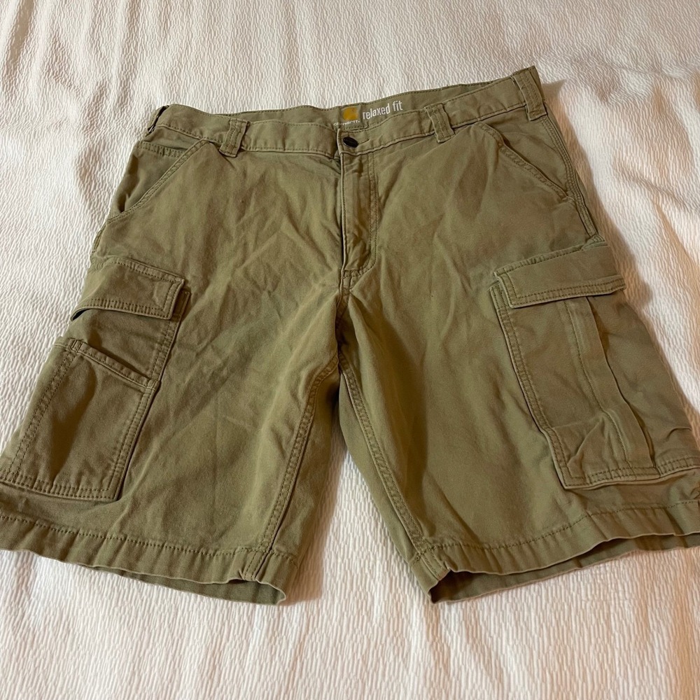 Carhartt Mens Relaxed Fit Cargo Shorts Khaki Tan Cotton‎ Canvas Size 36